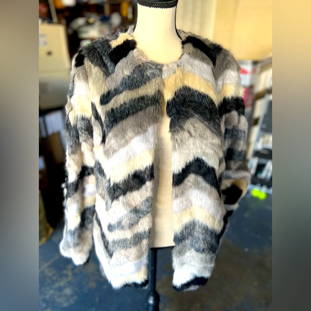 Faux fur multi-color coat